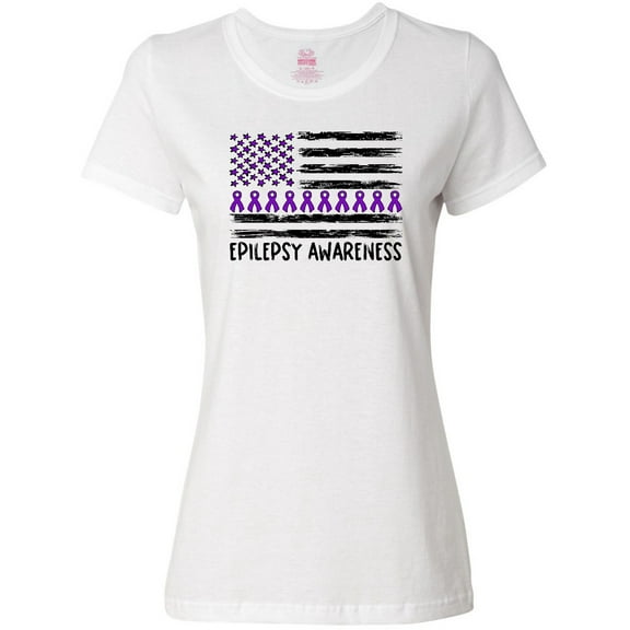 Inktastic Epilepsy Awareness Purple Ribbons and Flag Women's T-Shirt