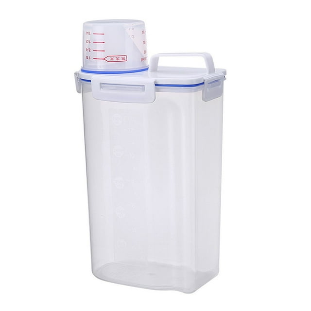 Oleegame 1PC Produce Storage Rice Containers Airtight Large Capacity Plastic Clear Measuring Cup Rice Storage For Kitchen 1.5l/3l