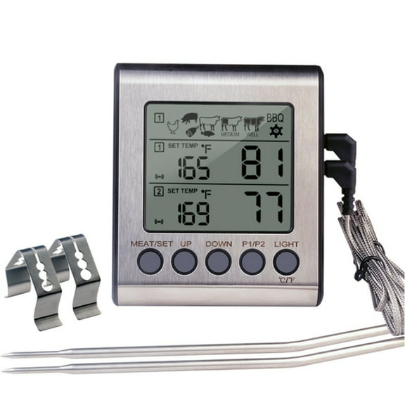 Dual Probes Digital Outdoor Meat Thermometer Cooking BBQ Oven Thermometer with Big LCD Screen for Kitchen