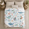 thumbnail image 5 of Cute Ocean Christmas Animals Santa Hats Gifts Sea, Festive Holiday Scene, Warm Flannel Blanket for Beach House and Living Room, Art Lovers Christmas Gift, Festive Home Decor, 5 of 9