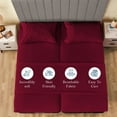 thumbnail image 3 of 700 Thread Count 5 Piece Split California King Sheets Sets Set ( 2- Twin XL Fitted Sheets 1-Flat sheet and 2-Pillow covers ) with 21" deep pocket for Adjustable Bed Color Burgundy Solid, 3 of 5