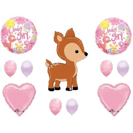 Oh Deer It's A Girl Baby Shower Balloons Decoration Supplies Woodland Dear Forest