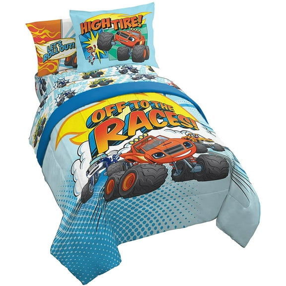 Blaze and the Monster Machines 5 Piece Twin Size Kids Bed Set with Shams