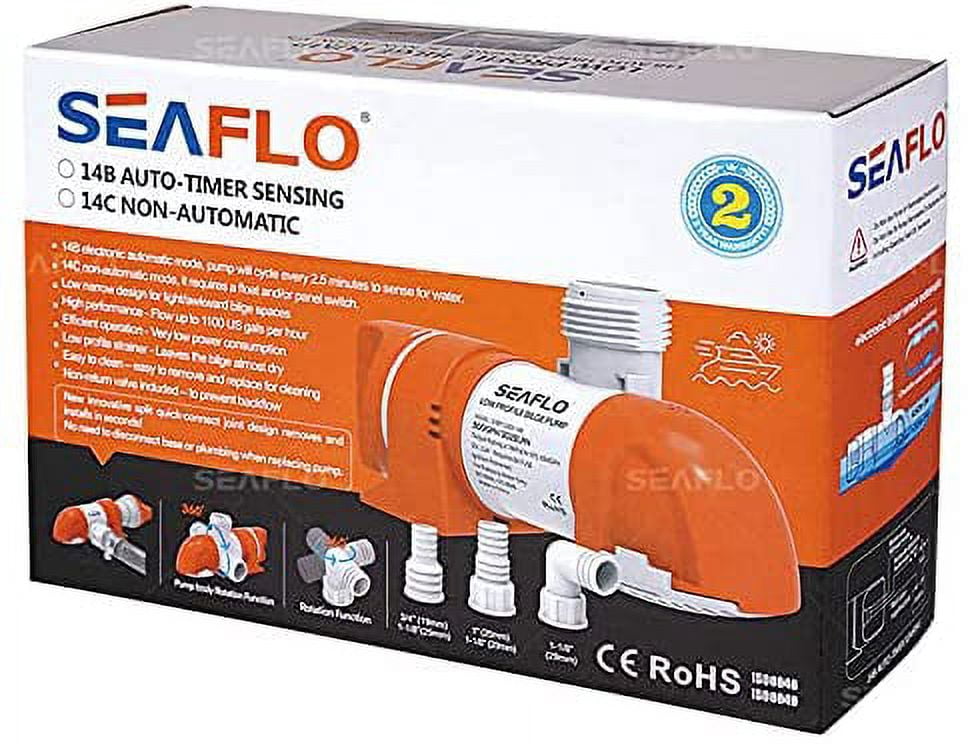 SEAFLO 14C Series 12V 1100 GPH Non-Automatic Low Profile Bilge Pump