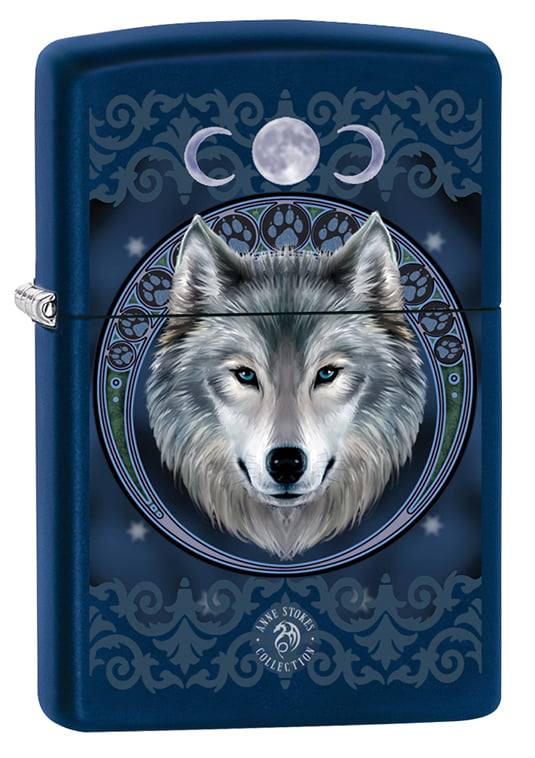 Street Chrome Wolf Under Moonlight by Lisa Parker Zippo Lighter
