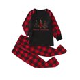 thumbnail image 2 of Wyobmus 2024 Family Christmas Pajamas Matching Sets Holiday Christmas Pjs With Letter and Plaid Printed Long Sleeve Tee and Bottom Loungewear for Kids, 2 of 4