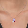 thumbnail image 3 of 925 Silver and 10K Yellow Gold Tanzanite and Lab Grown Diamond and Created Ruby 3 Stone Pendant Necklace for Women | 2.06 Cttw | Pear Shape 8X6MM | Oval 7X5MM | Round 5MM | with 18 inch Chain, 3 of 4