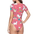 thumbnail image 4 of Balery Women'Syoga Unicorn Crew Neck Round Neck Short Sleeves Slim Fit Casual Basic Extender Bodysuit Daily Jumpsuit T Shirts-Medium, 4 of 9