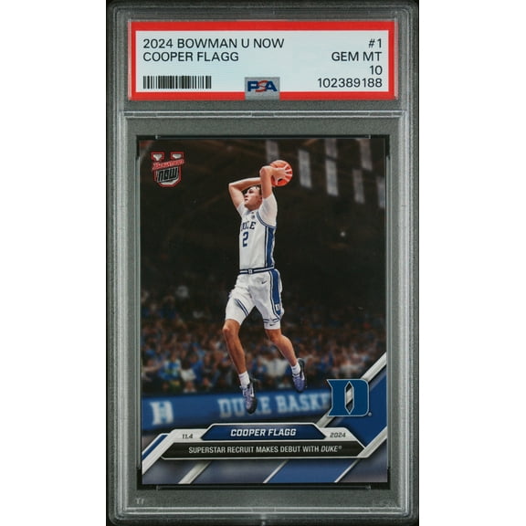 Cooper Flagg 2024 Bowman U Duke Debut Basketball Rookie Card #1 Graded PSA 10