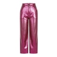 thumbnail image 4 of Women's Faux Leather Pants Elastic Waist Straight Leg Pants with Pockets Leather Motorcycle Pants Loose Solid Color Boyfriend Pants Streetwear Y2K Outfit, 4 of 7