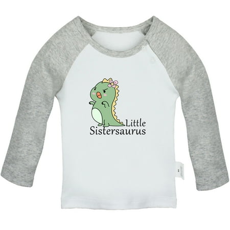 

iDzn Little Sistersaurus Funny T shirt For Baby Newborn Babies T-shirts Infant Tops 0-24M Kids Graphic Tees Clothing (Long Gray Raglan T-shirt 18-24 Months)