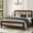 Black, variant on Allewie Brown Queen Size Metal Platform Bed Frame with Rivet Headboard and Black Frame, Industrial Wooden Headboard