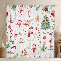 Castle Fairy Children Xmas Snowman Black Out Curtains,Candy Cane Curtains Pack of 2 (42x63 Each),Christmas Tree Bedroom Curtains,Super Cozy Room Decor