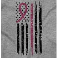 thumbnail image 2 of Breast Cancer Pink Line American Flag Women Plus Size Long Sleeve Graphic Tee Brisco Brands 2X, 2 of 5