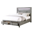 thumbnail image 6 of JERFIT Modern 5-Piece Full Bedroom Set with LED Headboard, Bluetooth Speakers, USB Ports & Ample Storage in Gray Wood Finish, 6 of 10
