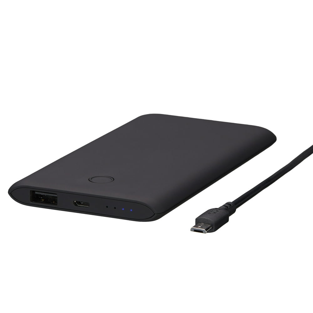 onn. Slim Portable Battery, 5000 mAh, Black