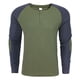 thumbnail image 1 of Blusas y camisas de manga larga con cuello redondo para hombre, blusa informal de patchwork con botones y cuello redondo, sudadera con capucha para hombre, 1 of 5