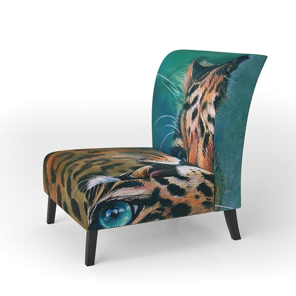Designart "Artistic Colorful Painting Of Leopard" Upholstered Traditional Accent Chair and Arm Chair