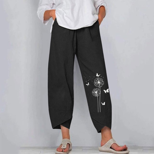 WILLBEST Pantalones Casuales para Mujer, Pantalones Capri con Bolsillos, Pierna Ancha, Suaves y Ligeros. Grande