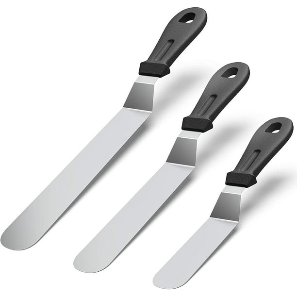 Juego de espátulas desplazadas para hornear, hoja de acero inoxidable que garantiza un equilibrio perfecto, rigidez y flexibilidad, mango ergonómico antideslizante para una fácil maniobrabilidad,