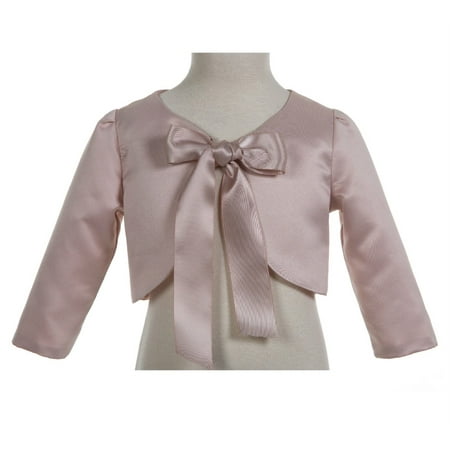 Pink Dress Coat - EkidsBridal 3/4 sleeves Satin Blush Pink Flower Girl Bolero Girls Jacket Princess Cape Flower Girl Shrug Dress Cover Up