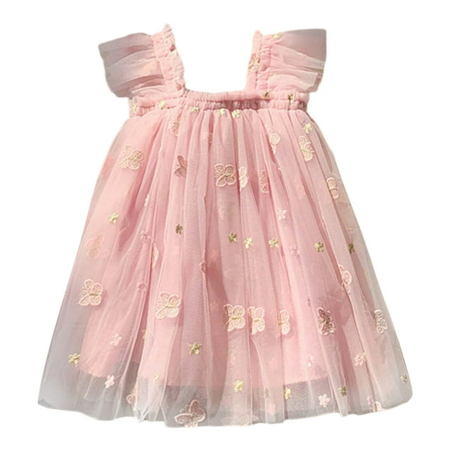 Robes pour Filles Manches en Fl Broderie en Maille Fête de Vacances Jeu de Rôle Danse Robe Fille Taille 12-18 Mois