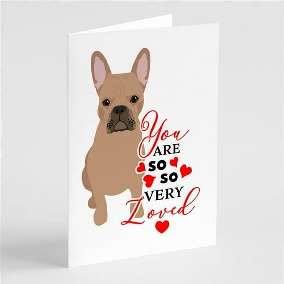 French Bulldog Cream so Loved Greeting Cards and Envelopes Pack of 8 7 in x 5 in