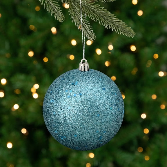 Northlight 4" Shatterproof Holographic Glitter Christmas Ball Ornament - Turquoise