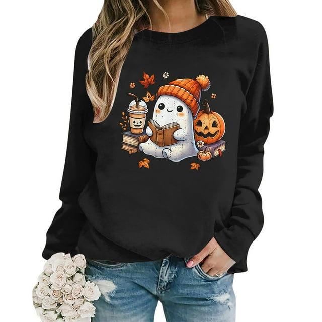 HUITKMM Chandail Surdimensionné Femme Manches Longues Col Rond Chandails en Molleton Imprimé Lettres Léger Ample Chandails en Molleton Blouse Haut 3580 TTTG