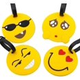 thumbnail image 2 of Travel Luggage Tags, Emoji Suitcase Travel ID Label Tags Holders, PVC Identifier Label Holders for Backpack(4 Pack Yellow), 2 of 5
