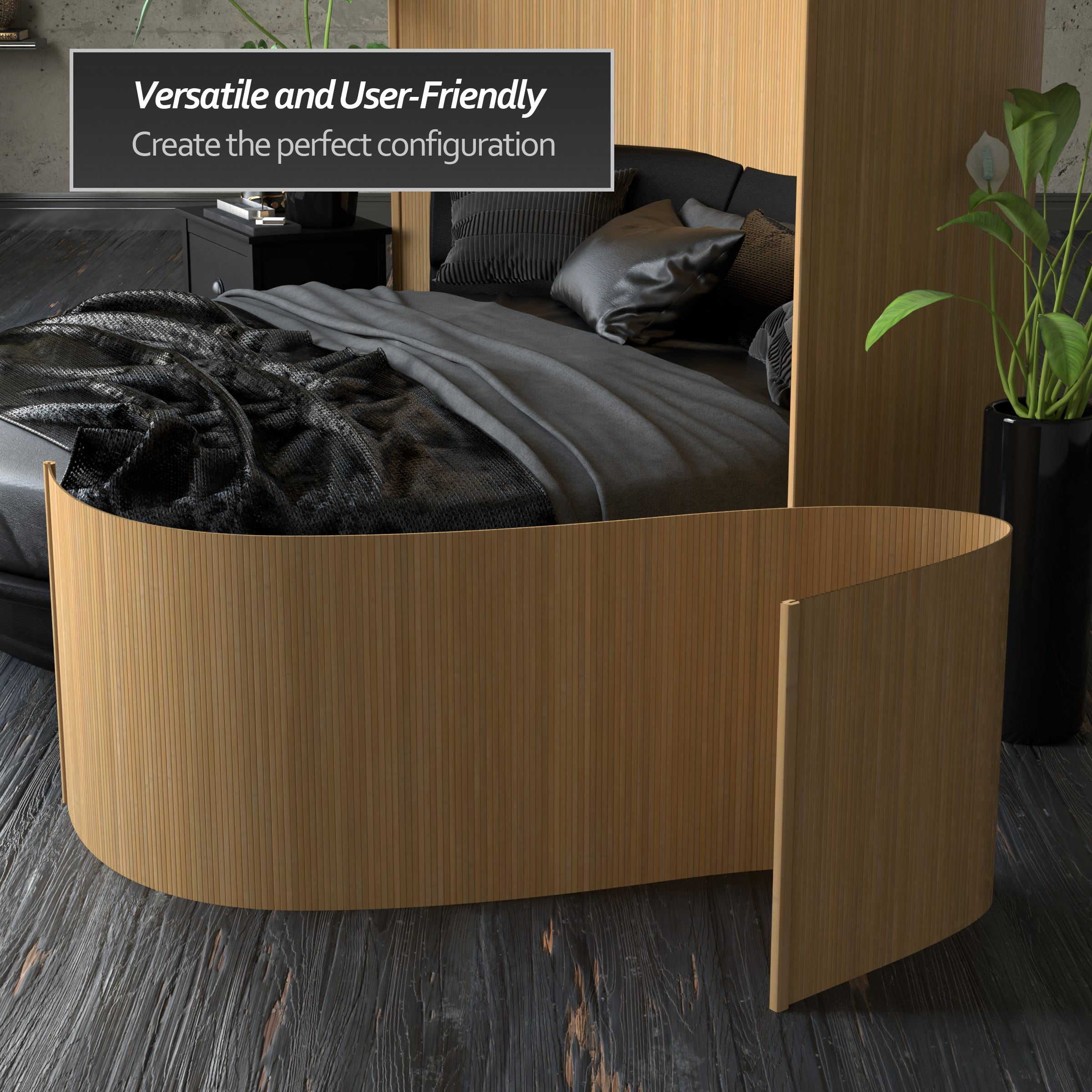 2 ft. Bamboo Wave Screen Honey Room Divider - Tabletop/Desktop