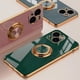 thumbnail image 4 of Luxury Plating Silicone Case For iPhone 15 14 13 12 11 Pro Xs Max Mini SE X XR 7 8 Plus Metal Ring Holder Stand Soft Phone Cover, 4 of 5