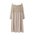 thumbnail image 3 of Women's Plus Size Nightgown Plaid Sleepwear Vintage Long Sleeve Square Neck House Dress Soft Comfy Sleepshirts, Beige XL, 3 of 6