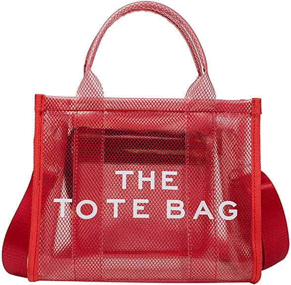 Clear Tote Bag for Women, Plastic Tote Bag Crossbody Beach Bag PVC