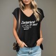 thumbnail image 3 of Gibobby Camiseta Powerblend con Cuello en V Mujeres Casual Impreso Cuello Bajo Color Sólido Camiseta Manga Corta Divertida Camiseta Tops(Negro,M), 3 of 4