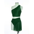 thumbnail image 4 of Yartina Robe Moderne Lyrique avec Strass pour Femmes, Robe Courte à une Épaule avec Jupe en Maille Verte TG, 4 of 7