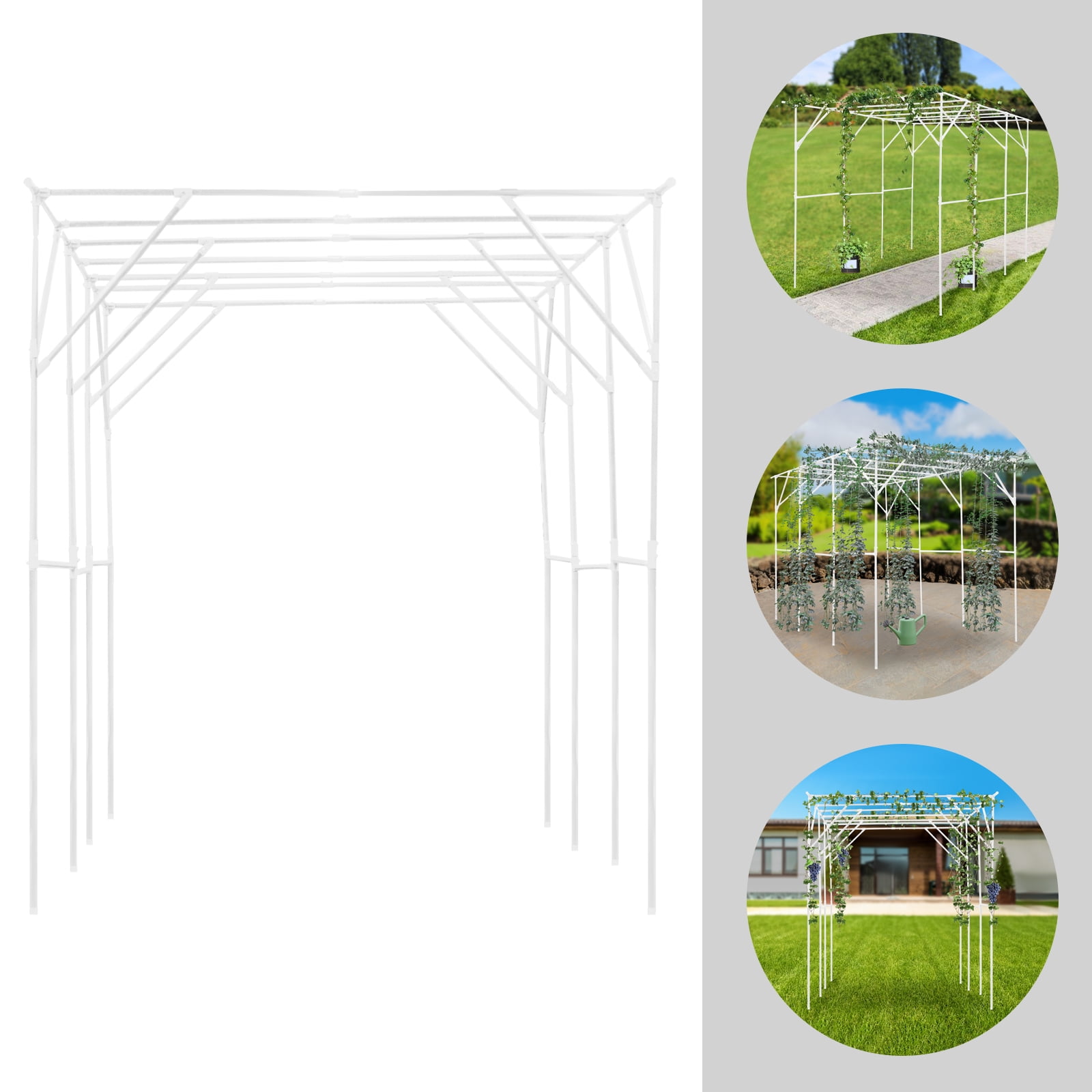 White Steel Pipe 3.1x2x2.3m Courtyard Climbing Frame Large Stable Grape Garden Support Frame