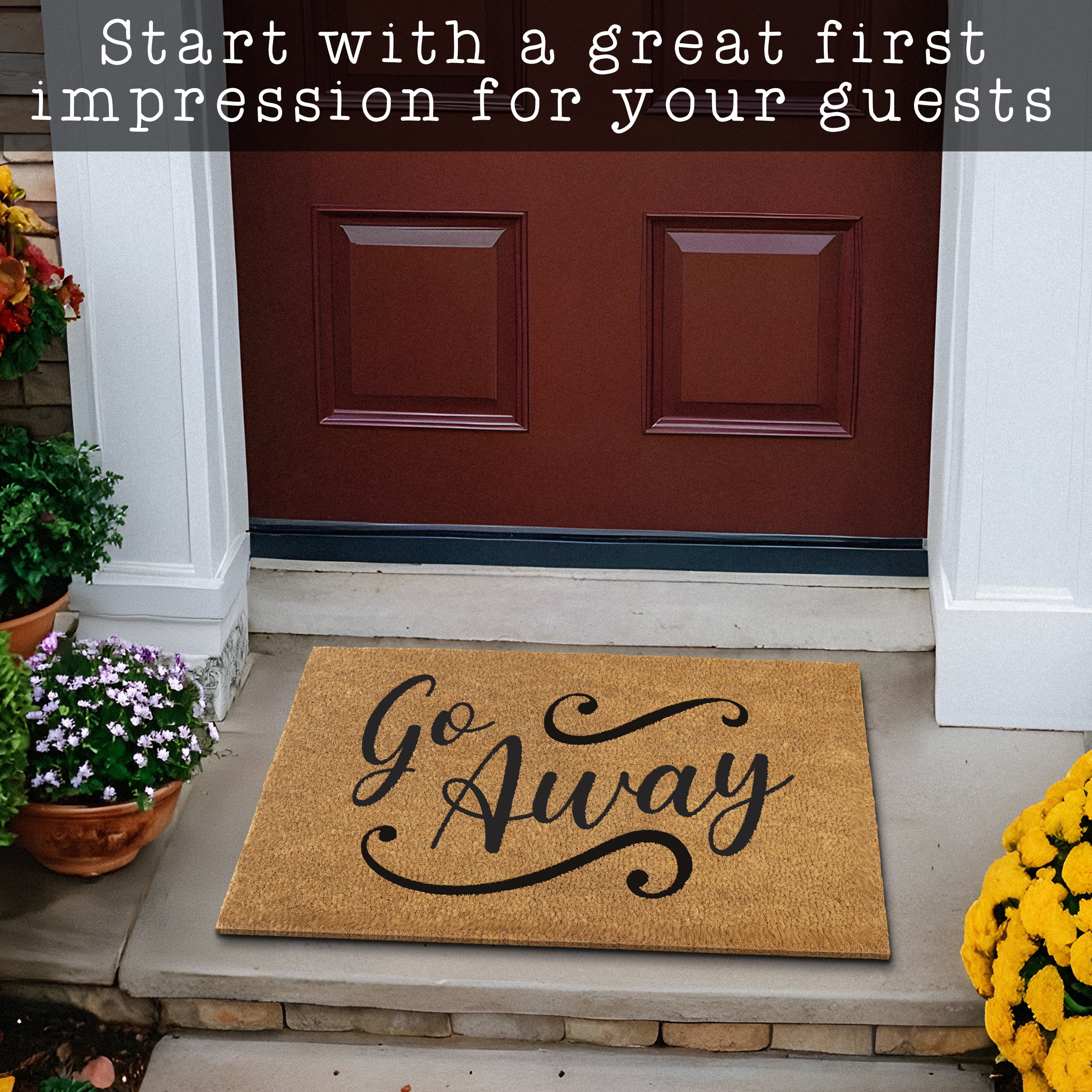 MAINEVENT Go Away Coir Doormat 30x17 Inch, Funny Outdoor Welcome Mat for Outside