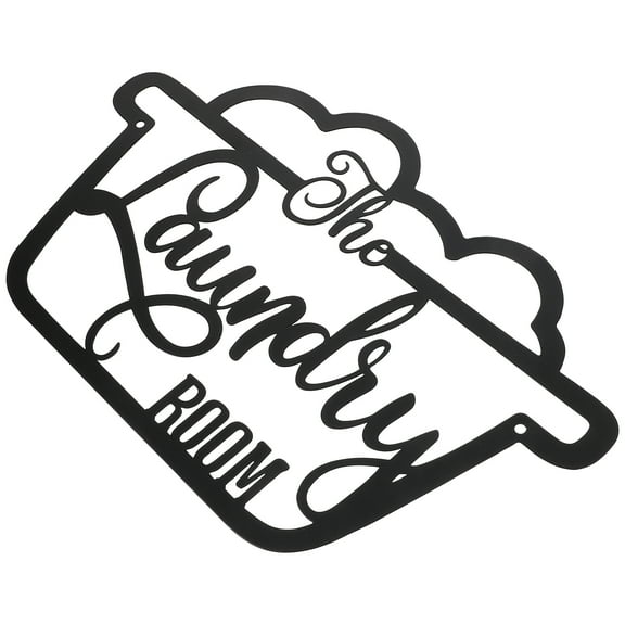 Laundry Sign Metal Decals Wall Iron Decoration Wash Room Decor 35x22cm Black
