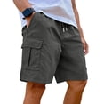 thumbnail image 3 of Trgacdwlo Mens Cargo Shorts Multi Pockets Elastic Waist Mens Athletic Shorts Outdoor Fishing Summer Lightweight Men Shorts Casual Dark Gray L, 3 of 8