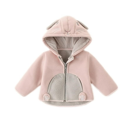 

Toddler Baby Boy Girls Fleece Hooded Jacket Cute Zipper Sherpa Fuzzy Winter Warm Clothes Kids Hoodie Coat Outwear