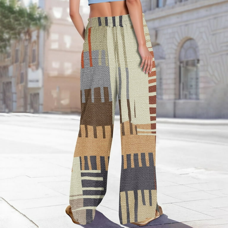 TrdSipl Boho Pants for Women Wide Leg Plus Size Summer Pants