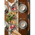 thumbnail image 5 of Table Runners 60 Inches Long Dress Scarves, Orange Pumpkin Fall Farmhouse Kitchen/Dining Table Runner, Small Coffee Tablerunners, Orange Plaid Thanksgiving Eucalyptus Leaves 13x60 Inch, 5 of 7