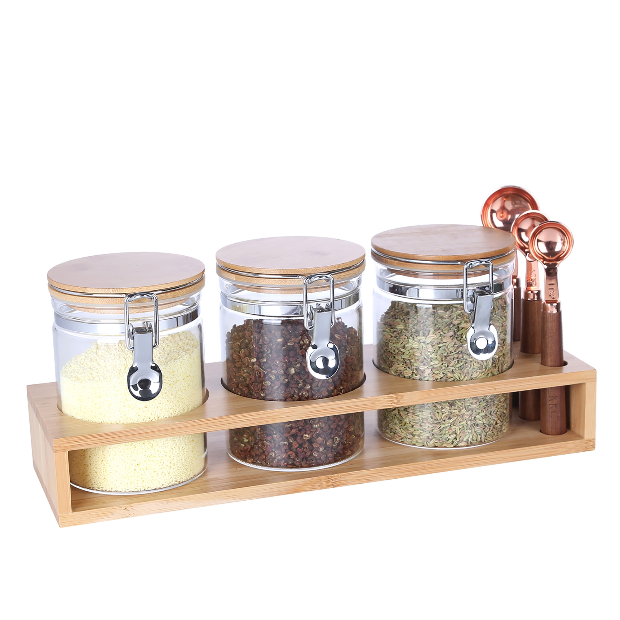 KKC Home Accents Glass Storage Jars with Airtight Lids，Sealed Kitchen