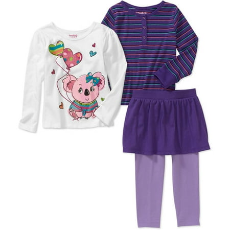 Garanimals Baby Girls' 3 Piece Tee, Henley and Skegging Set