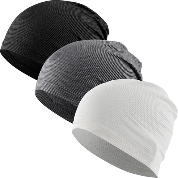 ZHUYING 3-Pack Cooling Skull Caps for Men & Women - Breathable 3D Mesh Running Caps for Cycling, Gym & Summer & Winter