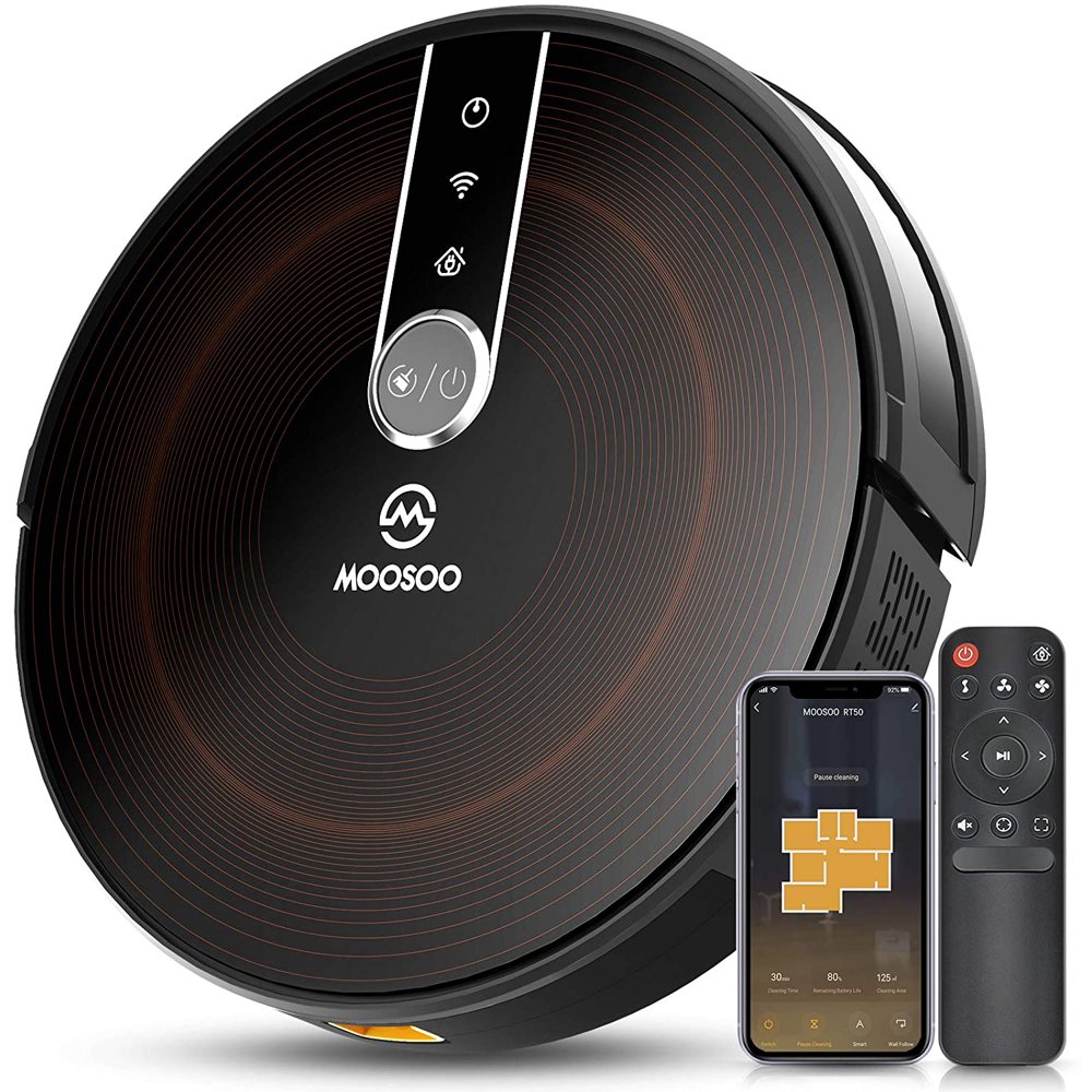 MOOSOO RT50 Robot Vacuum WiFi Connected 2200Pa Suction Robotic Vacuum