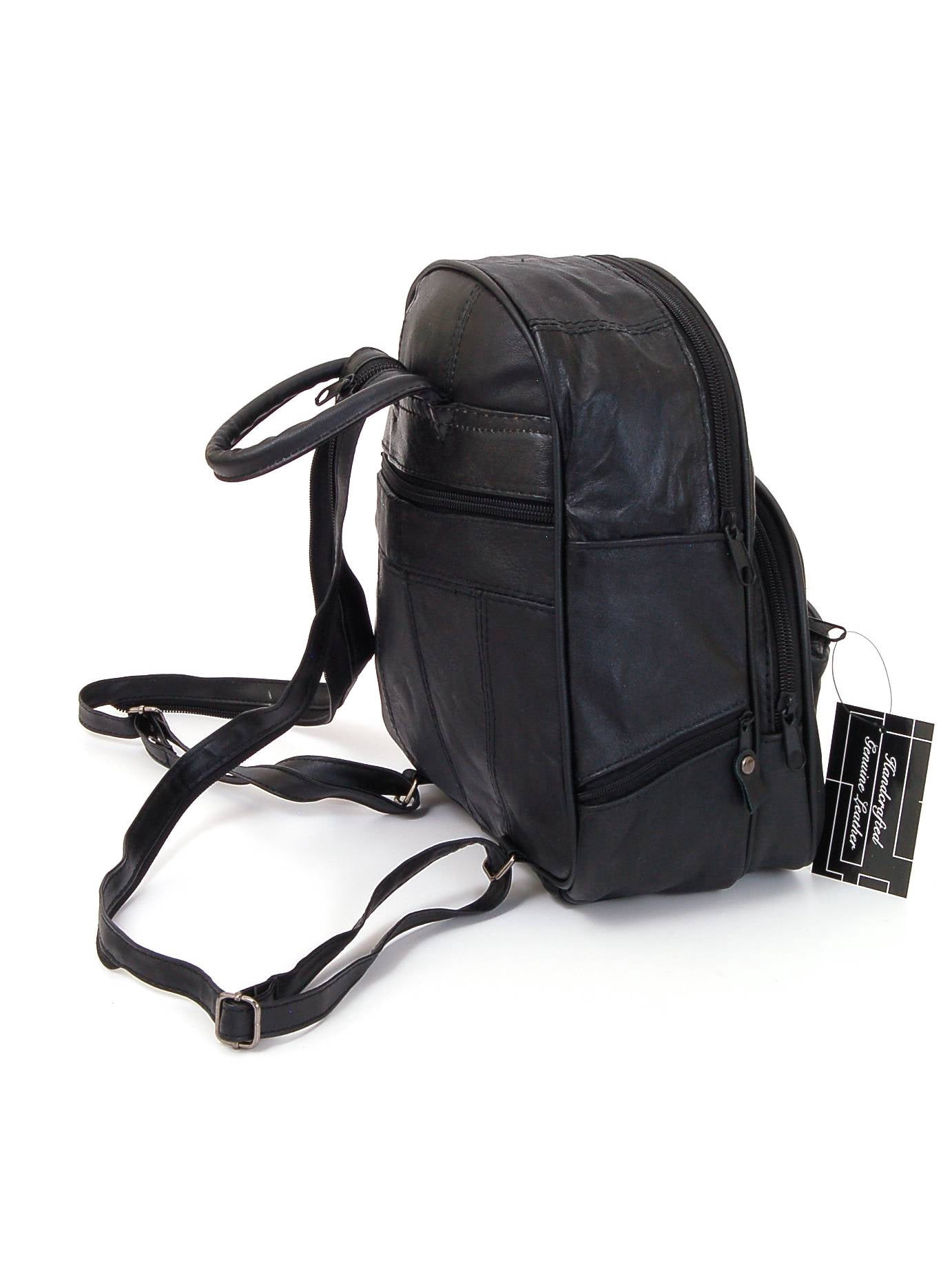 Genuine Leather Small Backpack Casual Daypack Convertible Sling Crossbody Bag