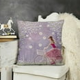 thumbnail image 2 of Cartoon Throw Pillow Cushion Cover, Girl Riding Bike Windy Weather in The Garden with Grass Artwork, Decorative Square Accent Pillow Case, Lavender Apple Green White, 2 of 5