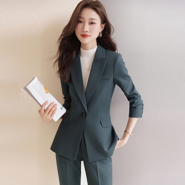 Traje azul grisáceo traje de mujer otoño traje de viajero profesional mono de temperamento de moda